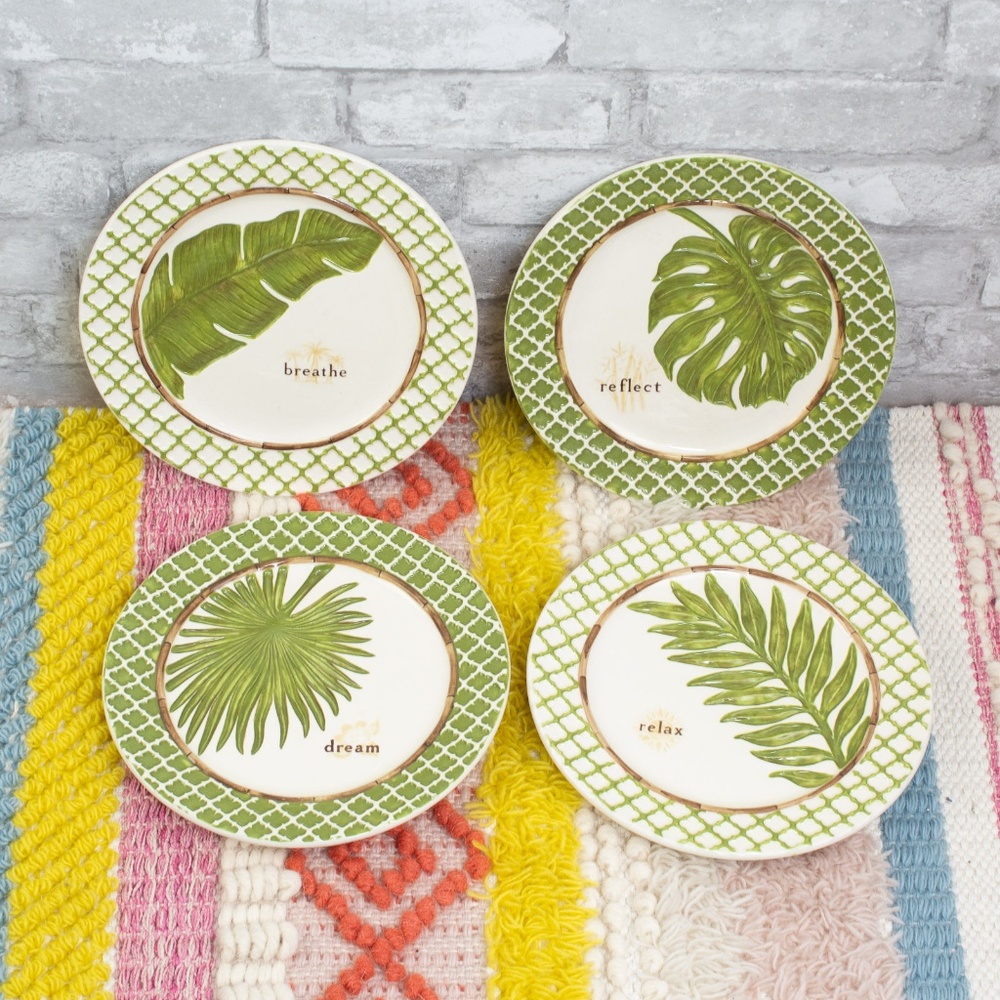 Breathe Dream Reflect Relax Palm Leaf Plate Set